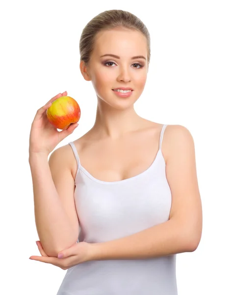 Young girl with apple — Stock Photo, Image