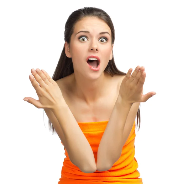 Young surprised girl isolated — Stock Photo, Image