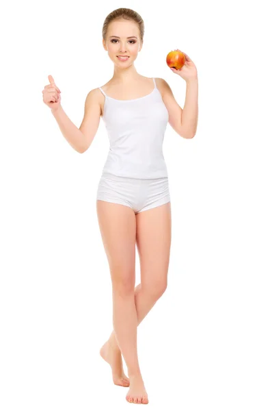 Young healthy girl with apple — Stock Photo, Image