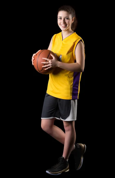 Jovem jogador de basquete menina — Fotografia de Stock