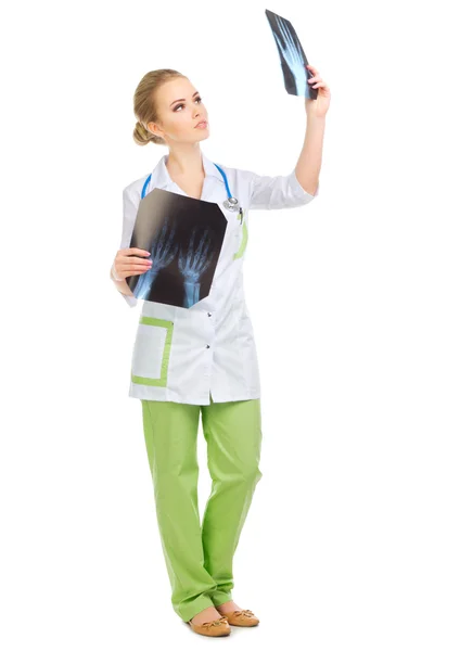 Young doctor with X-ray isolated — Stock Photo, Image