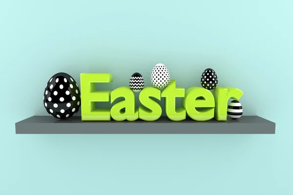 Texte de Pâques 3d avec œufs en noir et blanc — Photo