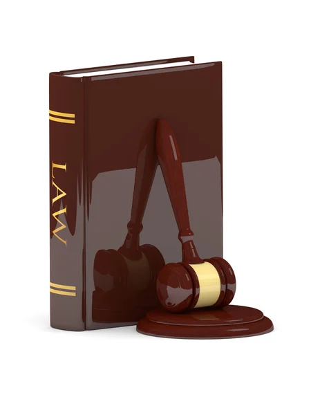 Legal gavel with law book isolated on white — Stock Photo, Image