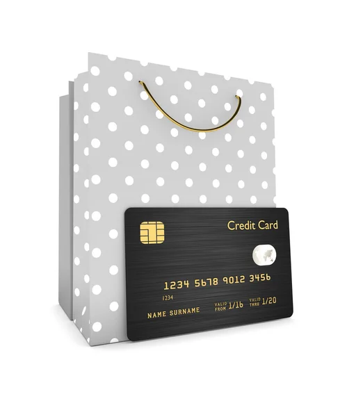 Credit card with shopping bags isolated over white — Stock Photo, Image