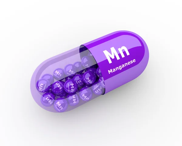 Pills with manganese Mn element dietary supplements — Stock Photo, Image