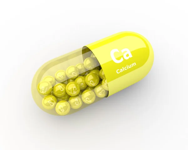 Pills with calcium Ca element dietary supplements — Stock Photo, Image