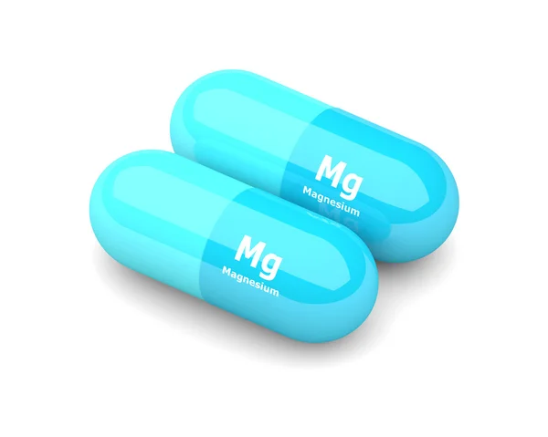 Pills with magnesium Mg element dietary supplements — Stock Photo, Image