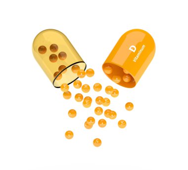 beyaz bitti izole D vitamini granülleri ile kapsül
