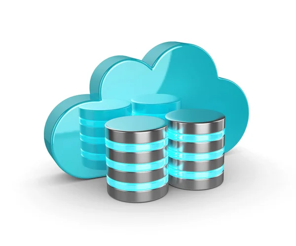 Database 3d with cloud isolated on white background — Stock Photo, Image