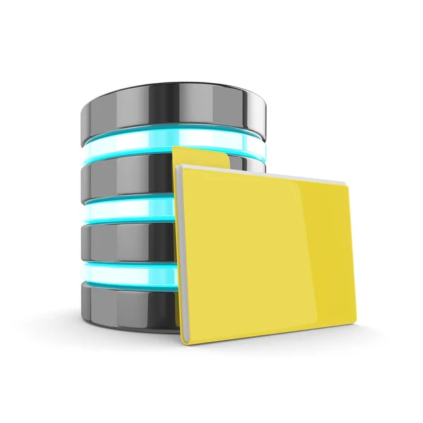 3D bazy danych i folderów z dokumentów na białym tle na biały backgrou — Zdjęcie stockowe