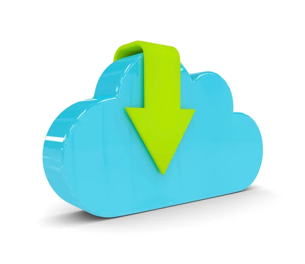 3d cloud with download arrow isolated over white — Stock Photo, Image