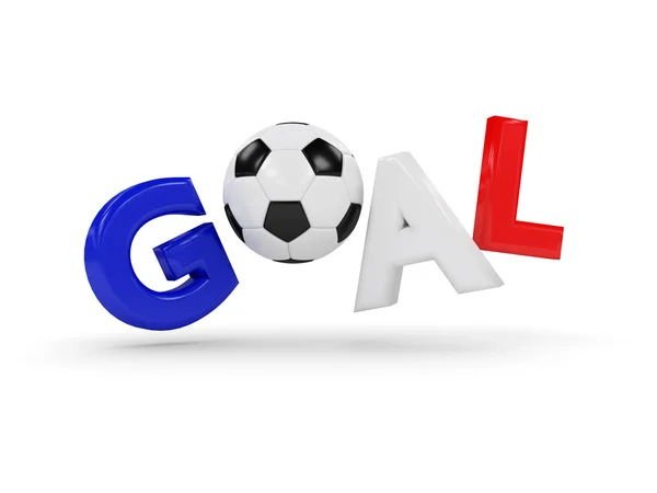 Futbol topu gol izole beyaz 3d işlenmiş kelime — Stok fotoğraf