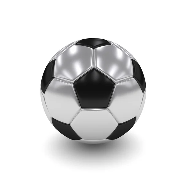 3D gesmolten zilver voetbal geïsoleerd over Wit — Stockfoto