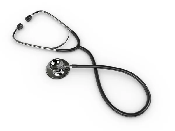 3d rendered black stethoscope isolated over white — Stock Photo, Image