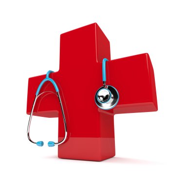 3D render stetoskop ile ilk yardım