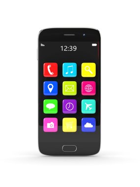 cep telefonu üzerinde beyaz izole uygulamaları ile 3D render