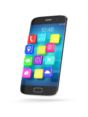 cep telefonu üzerinde beyaz izole uygulamaları ile 3D render