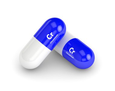 Chromium pills lying on white table clipart