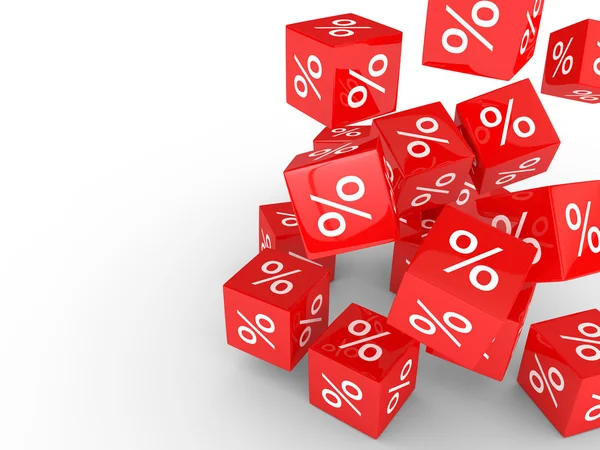 3D-rendering vallen kubussen met procentteken — Stockfoto