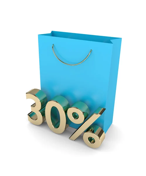 3d rendering of shopping bag and discount over white — Stock Photo, Image