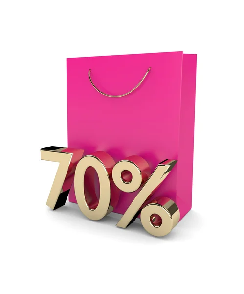 3d rendering of shopping bag and discount over white — Stock Photo, Image