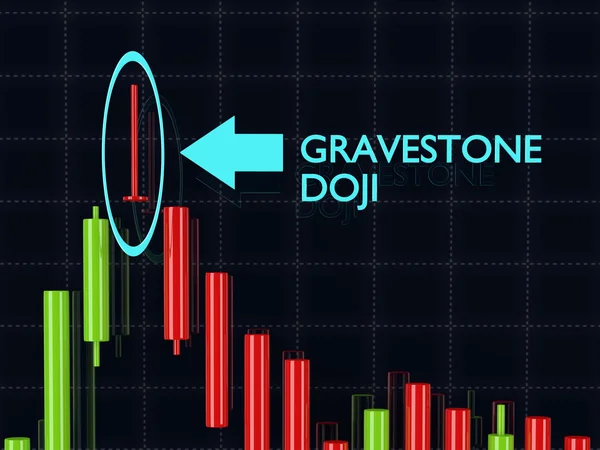 Rendering 3d del modello di candeliere doji in pietra tombale forex su d — Foto Stock