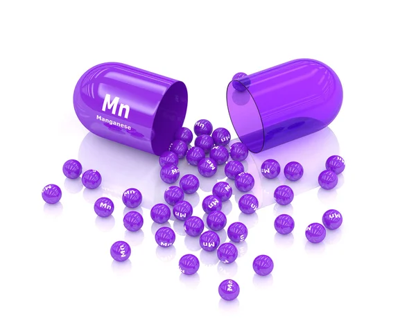 3d renderização de pílula de manganês isolado sobre fundo branco — Fotografia de Stock
