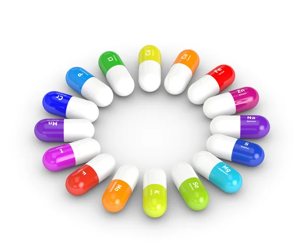 3d renderização de pílulas com suplementos dietéticos — Fotografia de Stock