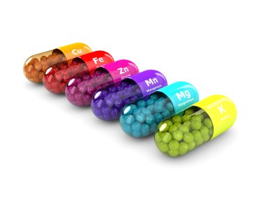 3d rendering of dietary supplements isolated over white clipart