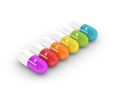 Grup B vitamini hapları 3D render 