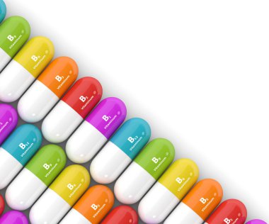 Grup B vitamini hapları 3D render 