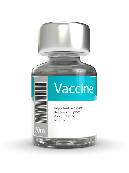 3d rendering of vaccine vial isolated over white 