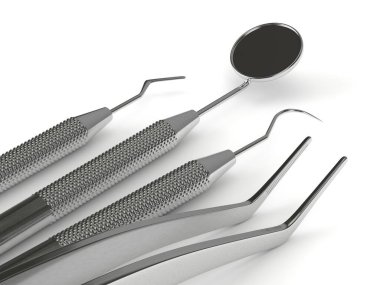 Beyaz arkaplan üzerinde üç boyutlu diş tanılama araçları oluşturma