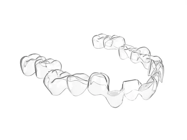 3Dレンダリングの白の背景に取り外し可能なアライナー矯正歯をInvisalign — ストック写真