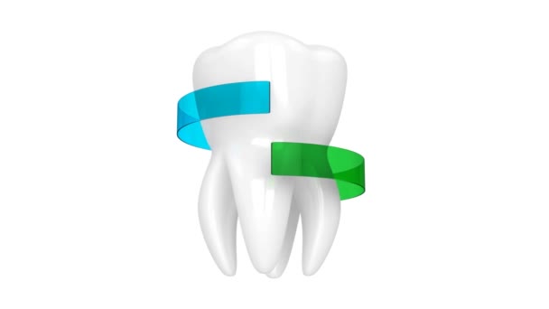 Seamless Looping Animation Tooth Rotating Arrows Tooth Freshness Concept — Stock Video