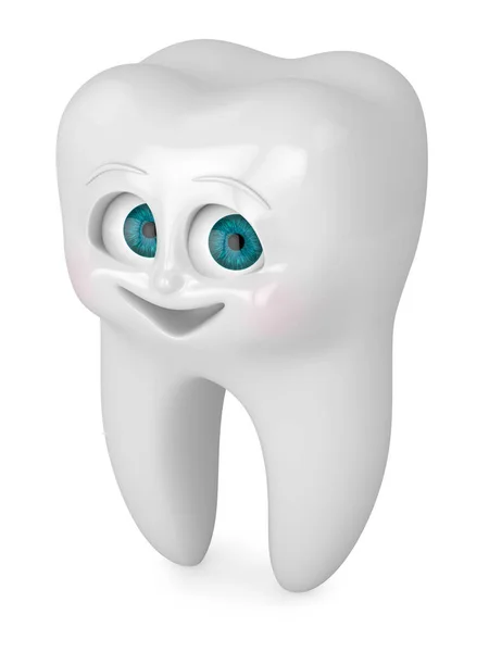Återgivning Tecknad Tooth Isolerad Över Vit Backgorund Begreppet Pediatrisk Tandvård — Stockfoto