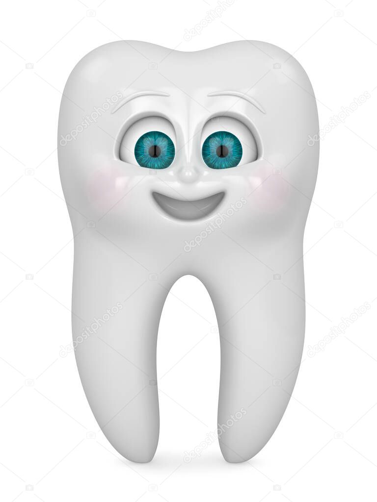 Representación 3D de dibujos animados Mr Tooth aislado sobre backgorund blanco. Concepto de odontología infantil. 2023 Representación 3D de dibujos animados Mr Tooth aislado sobre backgorund blanco. Concepto de odontología infantil. 2023