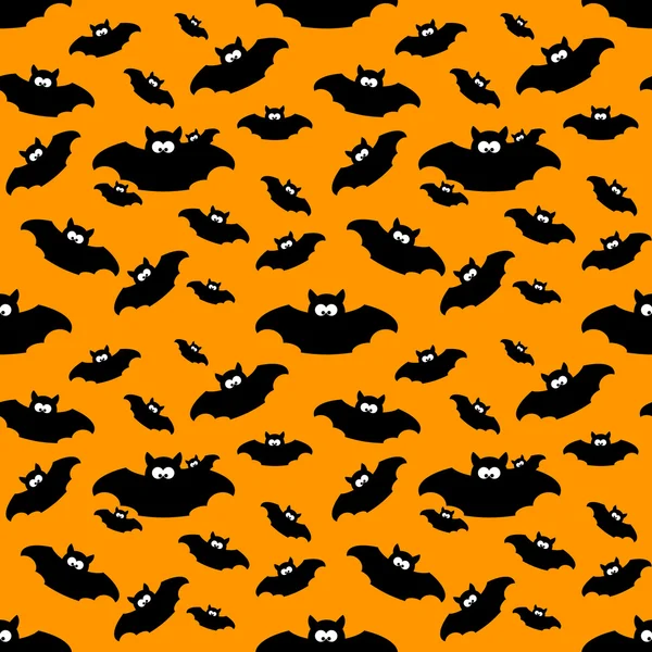 Halloween pattern with bats over orange background — Stock Photo, Image