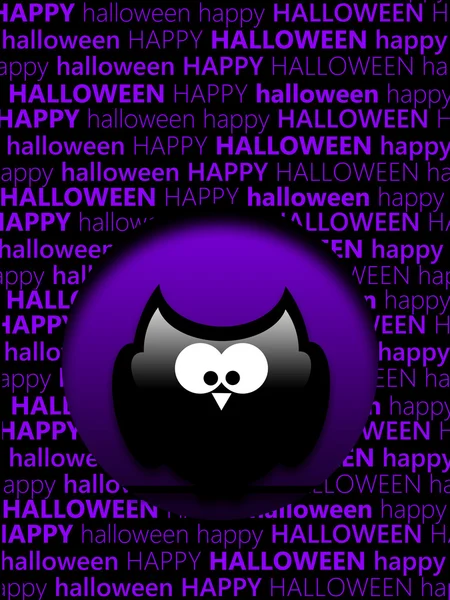 Halloween greetings card with cartoon owls — Stock Photo, Image