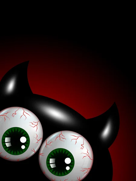 Halloween monster med gröna ögon med plats för text — Stockfoto