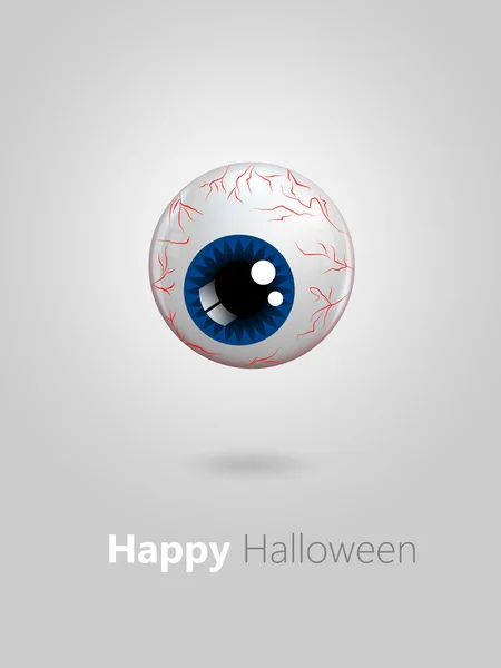 Funny cartoon blue eye with halloween wishes — Stock Photo, Image