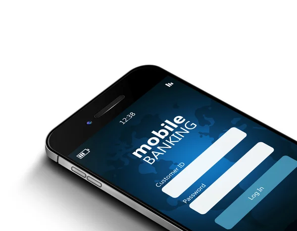 Мобильный телефон с экраном мобильного банкинга — стоковое фото