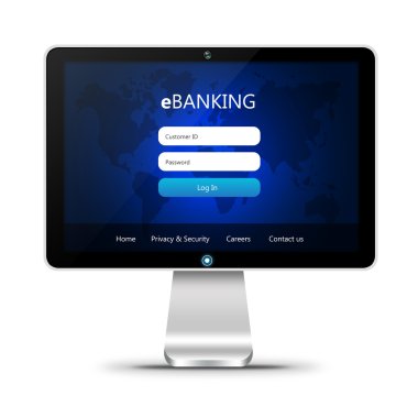 ebanking giriş sayfası beyaz izole monitör