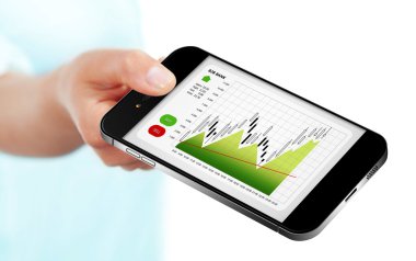 cep telefonu ile hisse senedi grafiği üzerinde izole tutmak el 