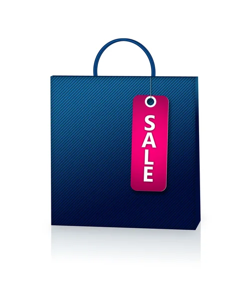 Shopping bag blu e carta sconto isolata su bianco — Foto Stock