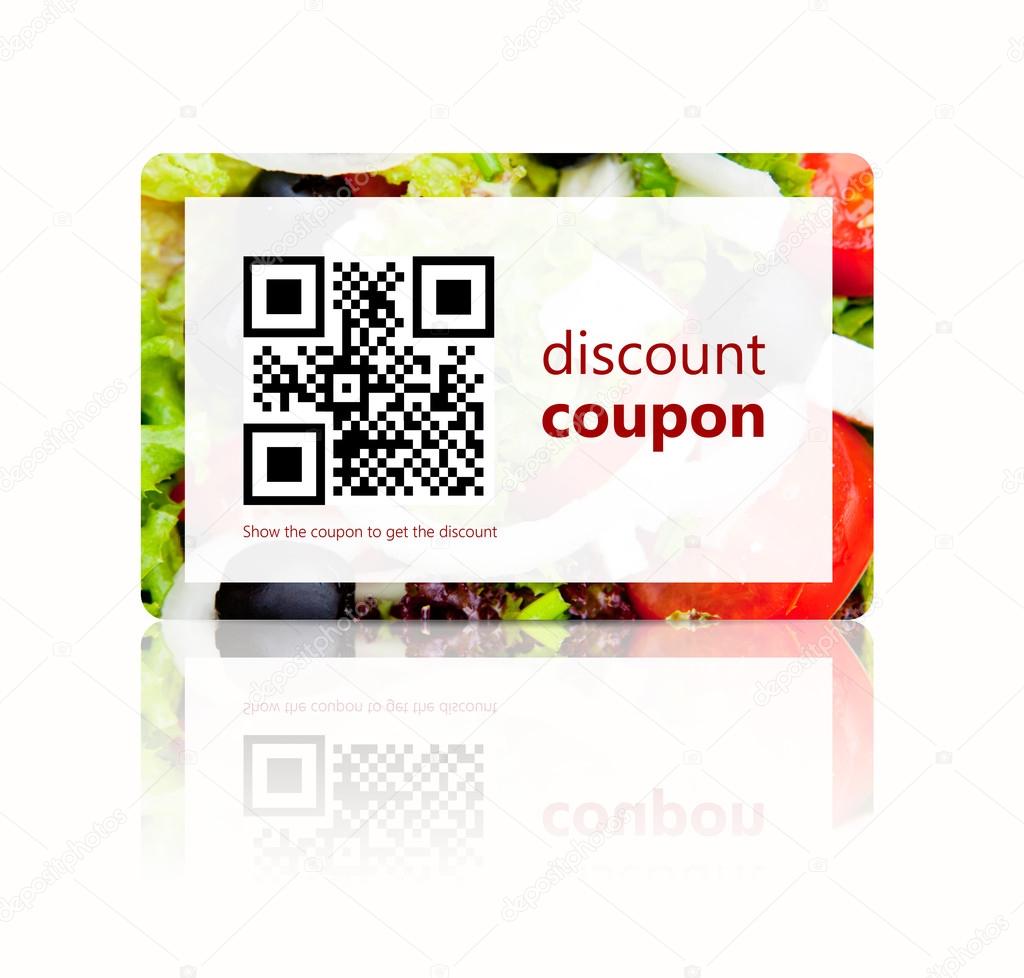 food discount coupon with qr code isolated over white