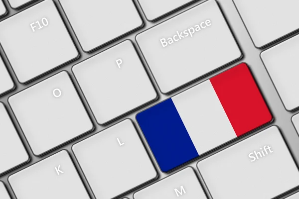 Teclado de computador com botão bandeira França — Fotografia de Stock