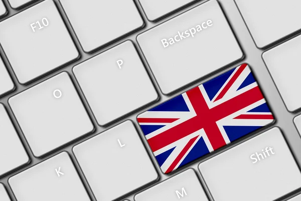 Teclado do computador com botão de bandeira britânica — Fotografia de Stock