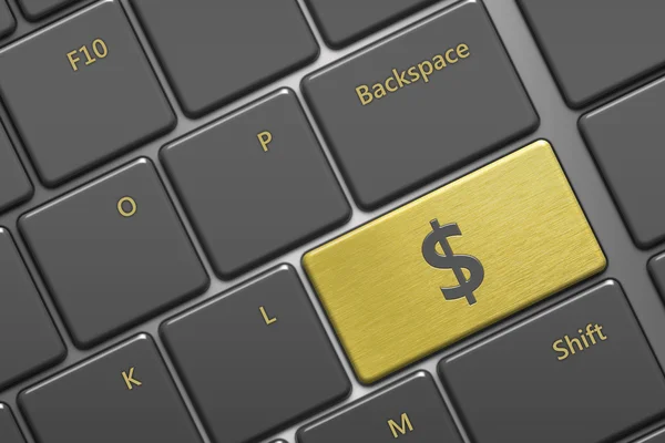 Computertoetsenbord met dollar knop — Stockfoto