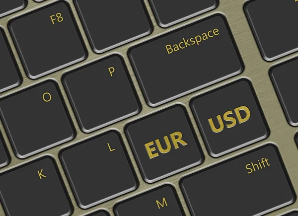 Počítačová klávesnice s tlačítky eura a dolaru — Stock fotografie